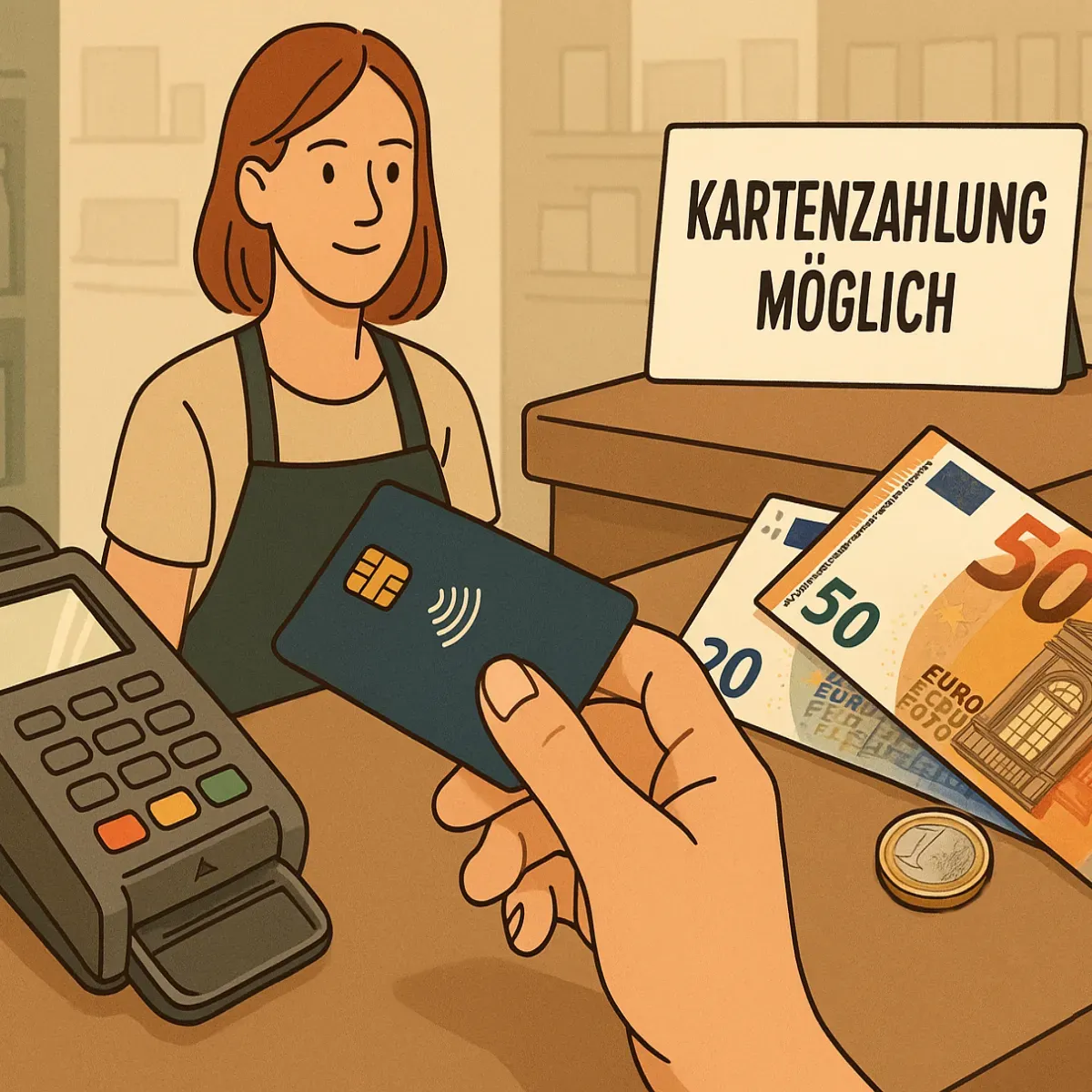 Paying for shopping in German stores: cash, cards, and contactless payment